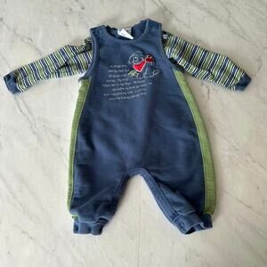 Vintage Baby B’gosh puppy dog boys blue bubble romper shirt set 6-9 12 months
